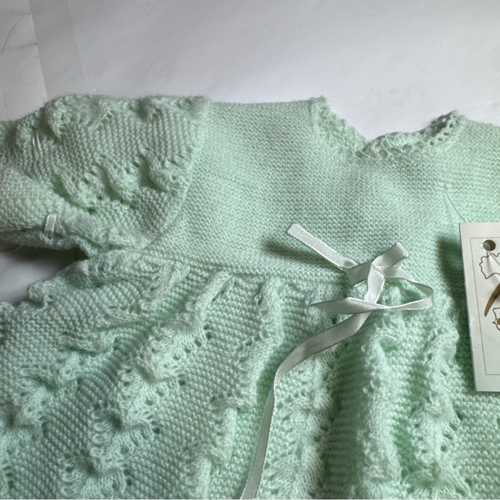 Vintage Perzo Baby Knit Dress
Mint Green Handcrafted Acrylic
New Tag - Picture 7 of 14
